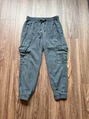 Banana Republic Linen Blend Cargo Jogger Pants Blue Gray Size S